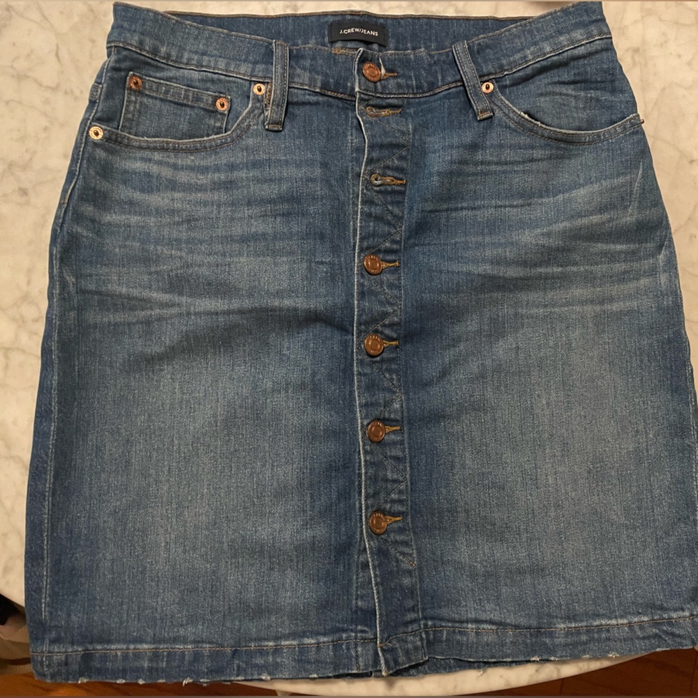 J Crew Button Down Denim Skirt